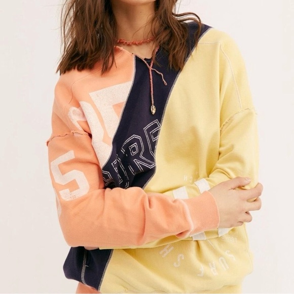 FREE PEOPLE: Beach Break Surf Graphic Hoodie..worn 1X - Picture 4 of 9